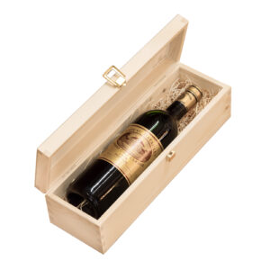 A wooden gift box for a bottle of wine